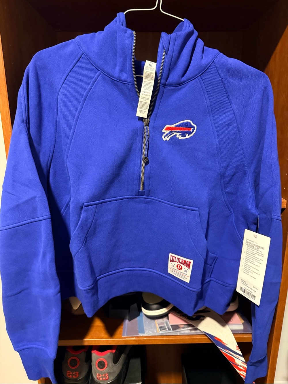 Lululemon Buffalo Bills Scuba Oversized Half Zip Hoodie Blue NFL Women M / L